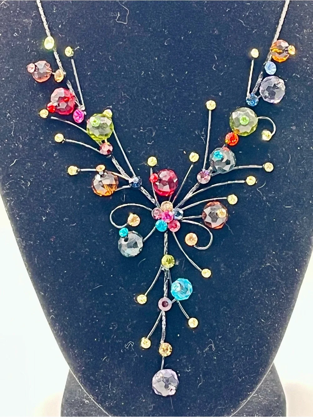 Multicolor Crystal Statement Necklace and Earring Set